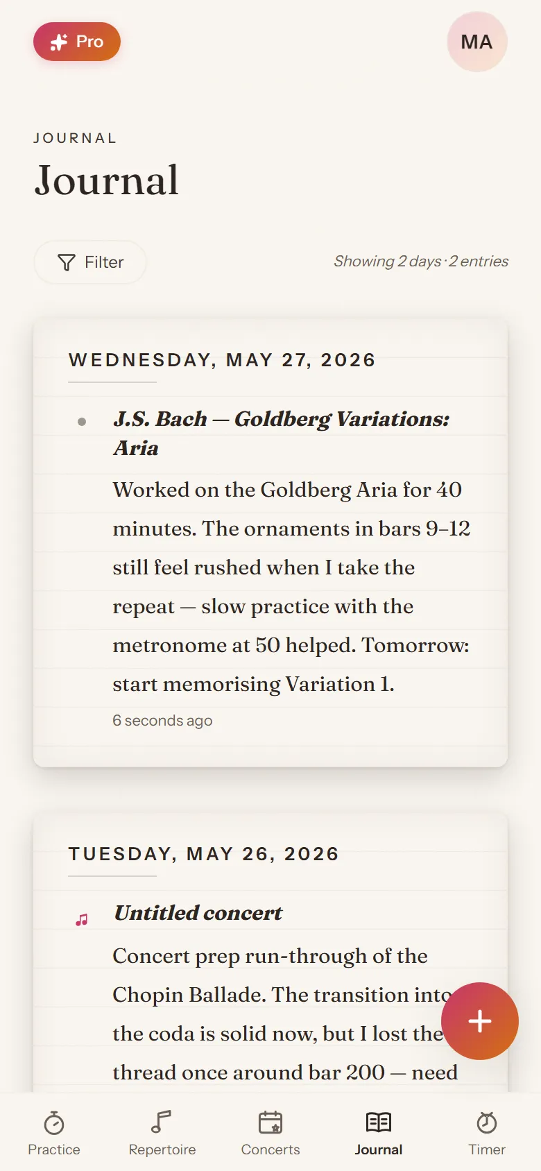 A private practice journal