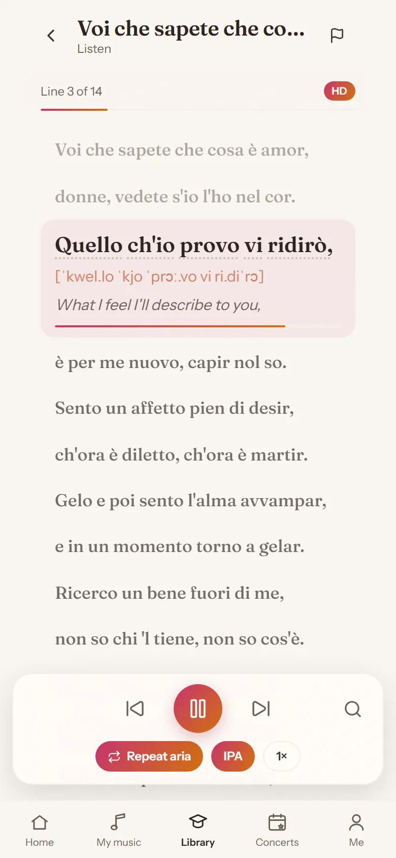 Concert Companion: Voi che sapete with IPA and translation